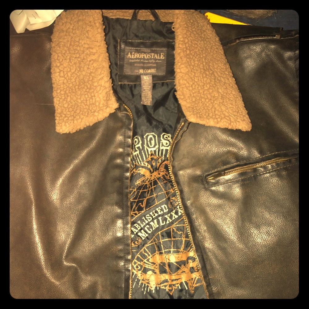 Aeropostale Leather Bomber Jacket